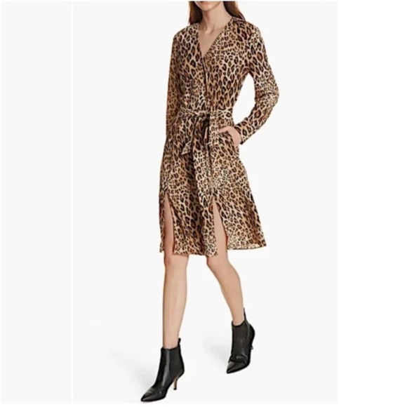 FRAME DENIM Leopard Print Silk Dress NWOT - Picture 2 of 14